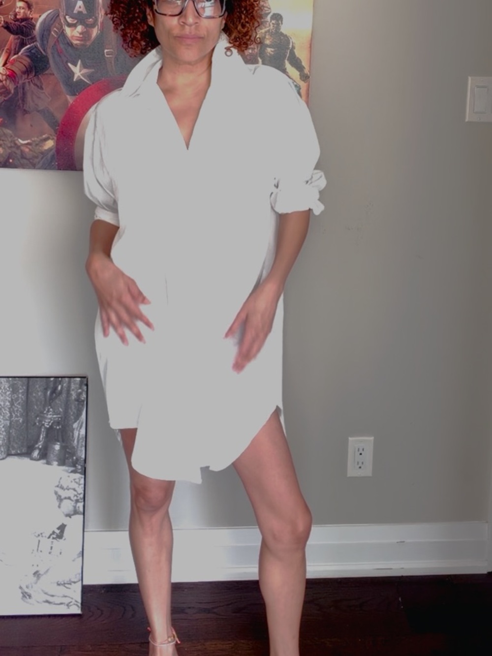 White Button-Up Shirt Dress
